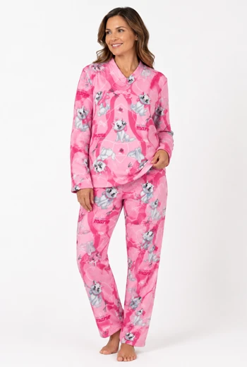 PIJAMA ROSA CON DISEÑO DE GATITO